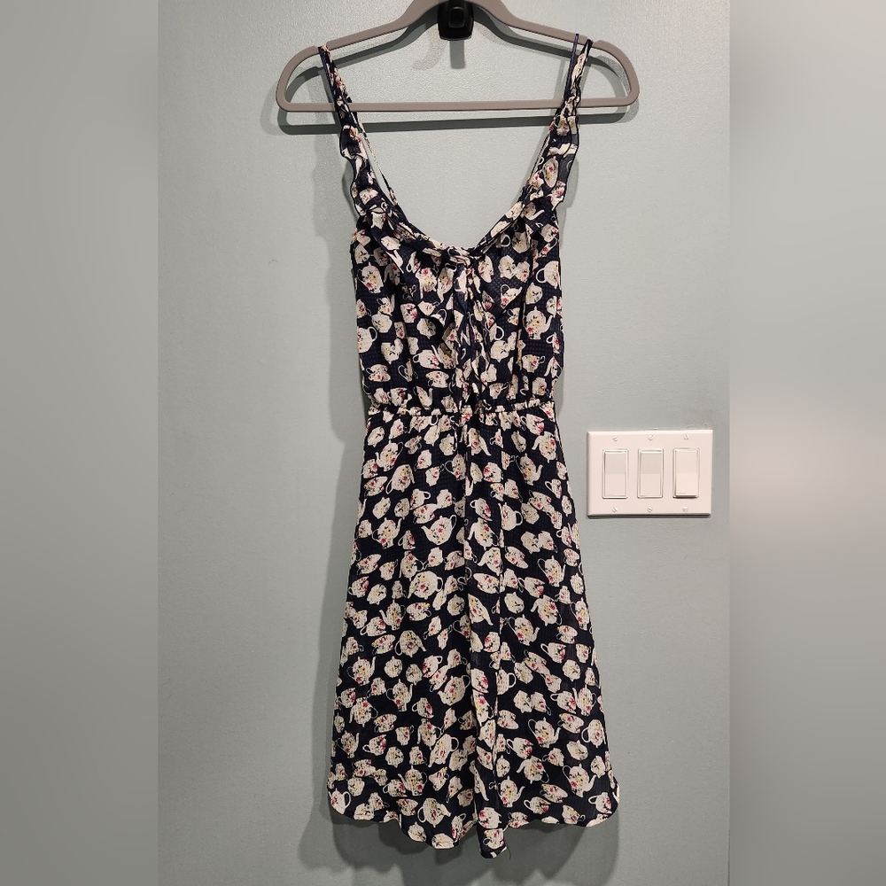 Lauren Conrad Disney Navy Blue Alice Wonderland Tea Cup Pot Dress Spring Summer